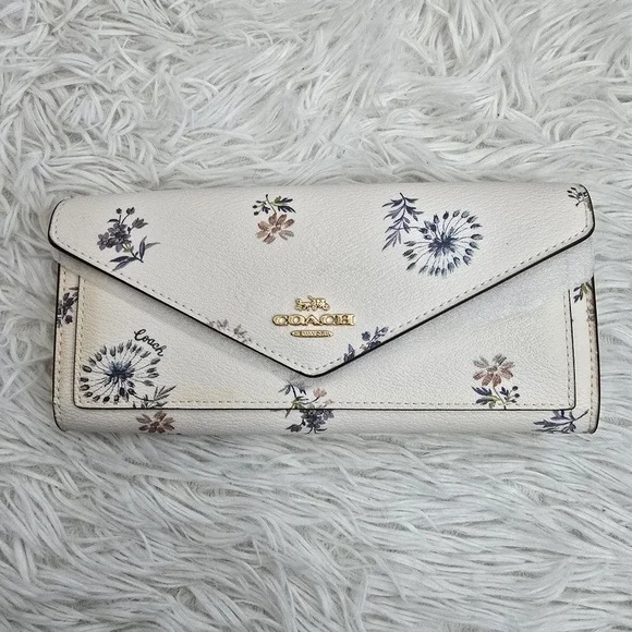 Coach Floral Pastel White And Gold Wallet - Picture 3 of 9